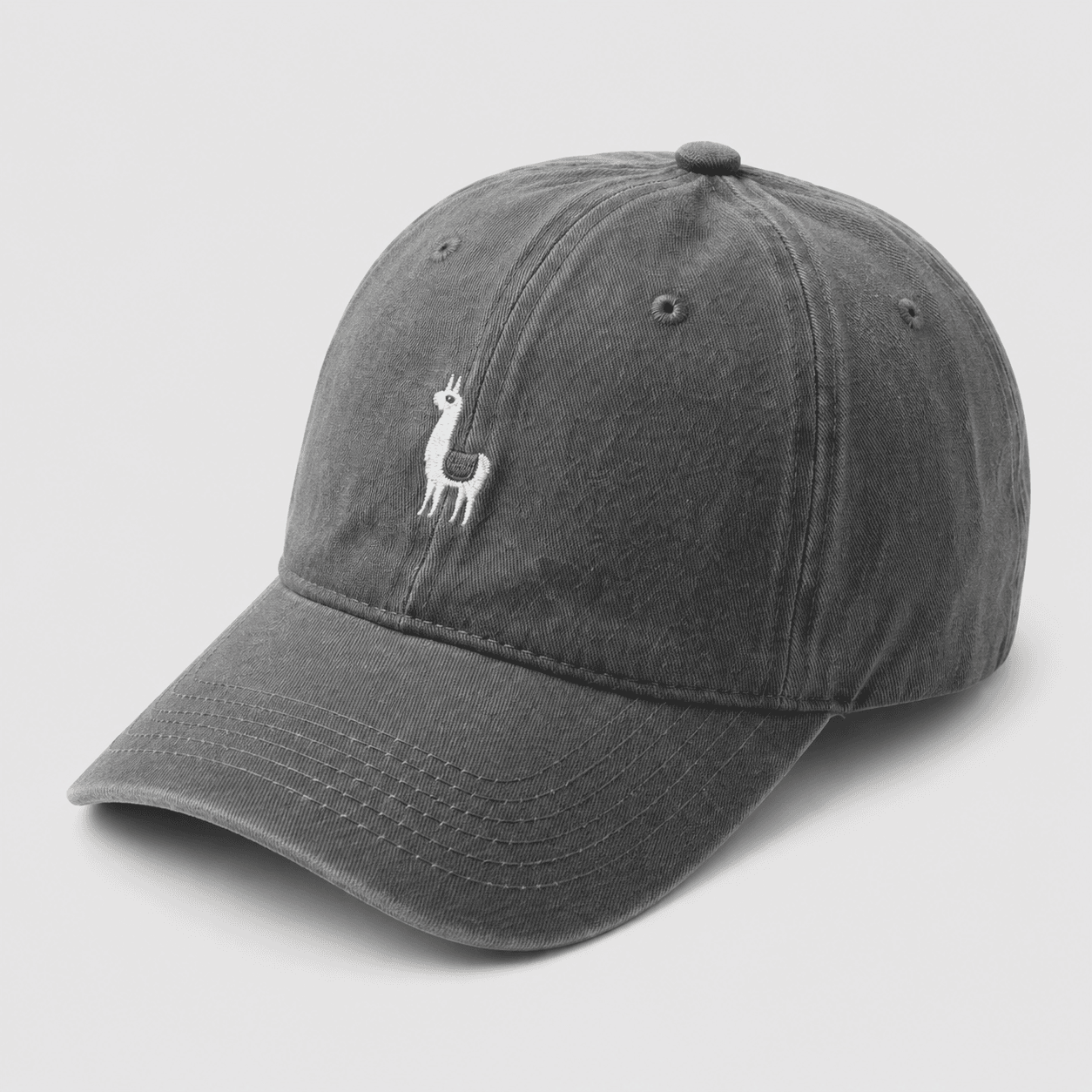 Andean Llama Embroidered Cap – Charcoal Gray