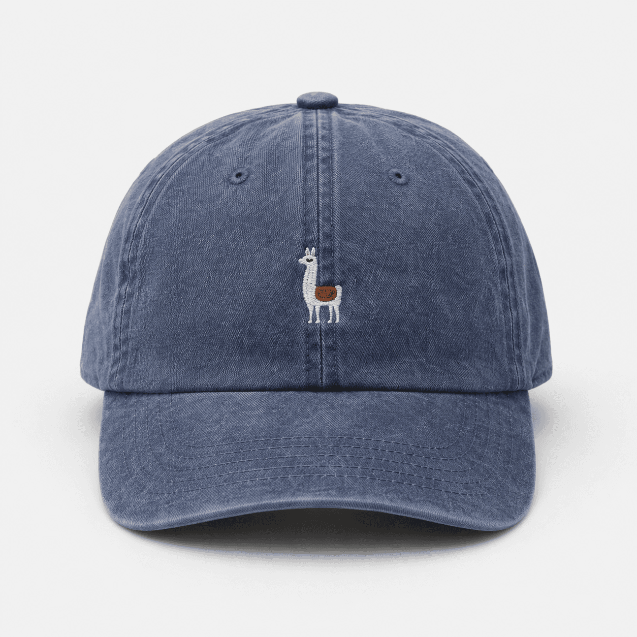 Andean Llama Embroidered Cap – Vintage Washed Navy